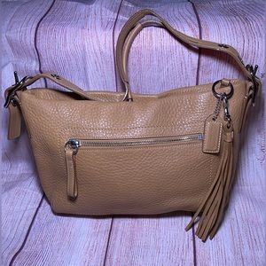 Coach Beige Leather Tassled Shoulder Bag